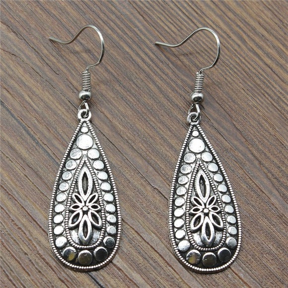 Any 2/$20! Silver Etched Boho Drop Earrings - Picture 2 of 8